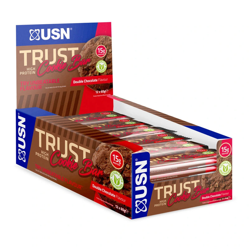 USN Trust Cookie Bar وجبات خفيفة بروتينية لما بعد التمرين 12 × 60 جم